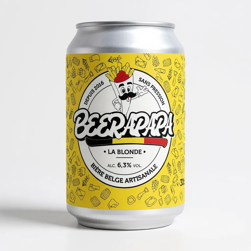 Canette 33 cl Beerapapa La Blonde, étiquette jaune