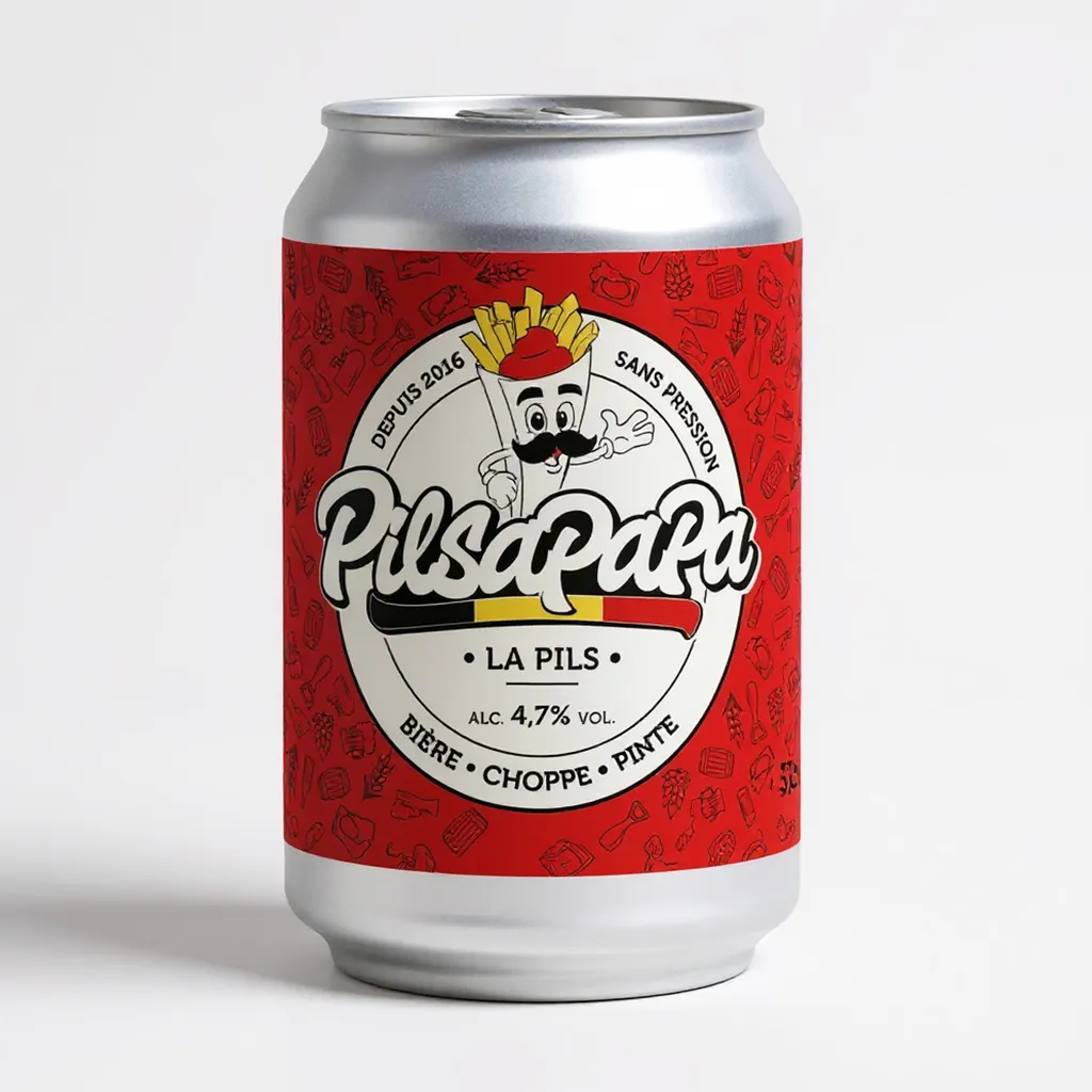 Canette 33 cl PilsaPapa La Pils, étiquette rouge